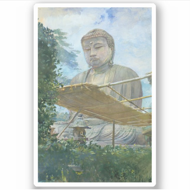 Sticker Peinture à l'aquarelle du Bouddha Kamakura Daibuts (Devant)