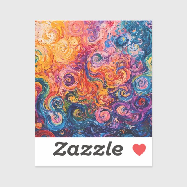 Sticker Peinture à l'huile de tourbillons psychédélique (Feuille)