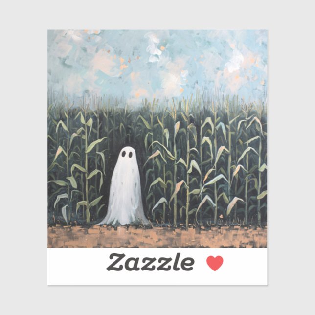 Sticker Peinture à l'huile sur le champ de maïs fantôme (Feuille)