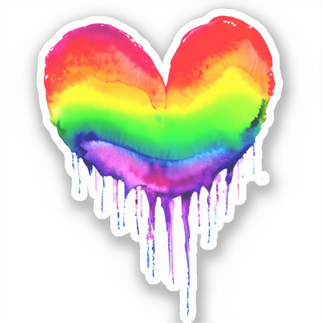 Sticker Peinture à séchage du coeur arc-en-ciel (Recto)
