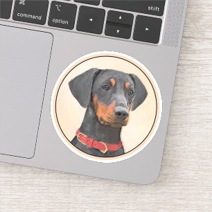 Sticker Peinture allemande Pinscher peinture art animal or