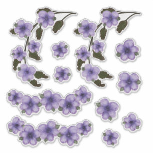 Sticker Peinture aquarelle de fleurs violettes