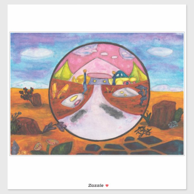 Sticker Peinture aquarelle Science Fiction Dimension Art (Feuille)