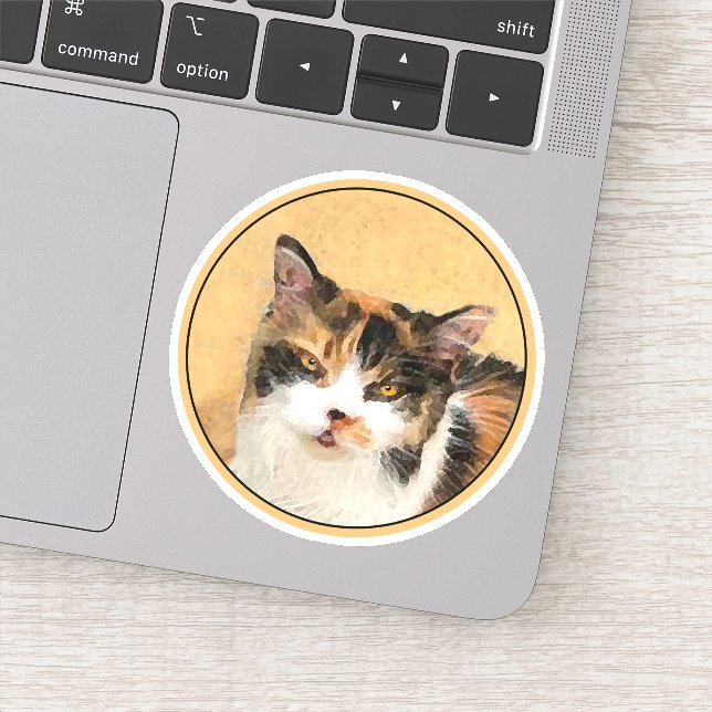Sticker Peinture de chat Calico - Cute Original Cat Art (Détail)