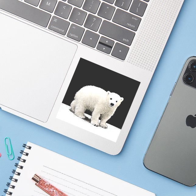 Sticker Peinture de l'ours polaire - Oiginal Wildlife Art (Ordinateur portable avec iPhone)