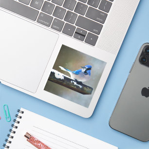 Sticker Peinture Jay Bleu - Art Oiseau Original