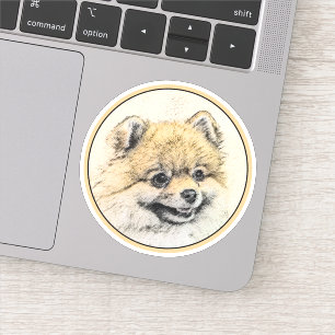 Sticker Peinture Poméranienne (orange) - Art Chien origina