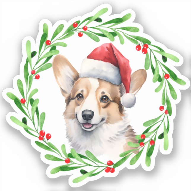 Sticker Pembroke Welsh Corgi Christmas Chien Chien Chien C (Recto)