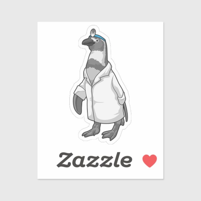 Sticker Penguin as Doctor with Doctor's coat (Feuille)