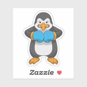 Sticker Penguin at Boxing with Boxing Gloves
