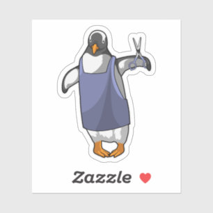 Sticker Penguin coiffeur avec ciseaux