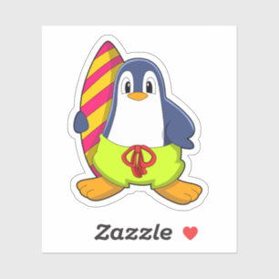 Sticker Penguin comme surfer avec Surfer