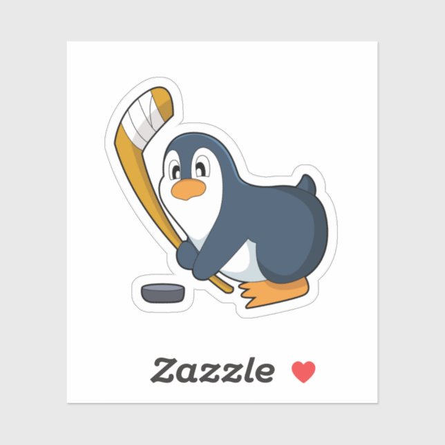 Sticker Penguin Hockey sur glace bâton de hockey sur glace (Feuille)