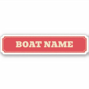 Sticker Péniche Bateau de Canal Nom Rouge Personnalisé
