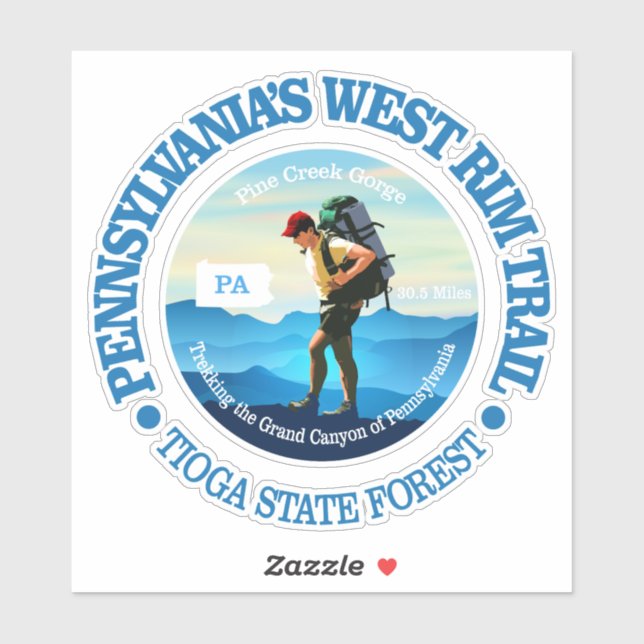 Sticker Pennsylvanie : West Rim Trail (Feuille)