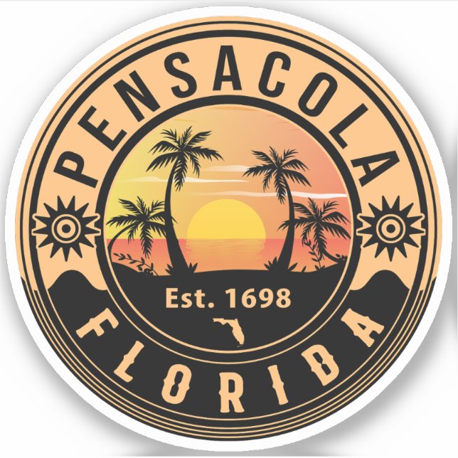Sticker Pensacola Floride tropicale Retro Sunset Souvenirs (Devant)