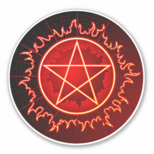 Sticker pentagramme flamboyant en vinyle rouge et noir