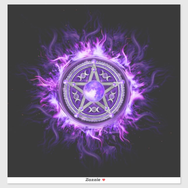 Sticker Pentagramme mauve-lune (Feuille)