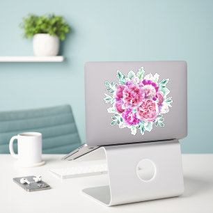 Sticker Peonies rose pâle et violette