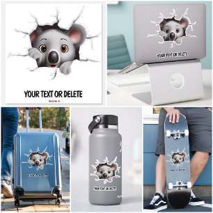 Sticker Percée de nouveauté trou regardant ours koala mign
