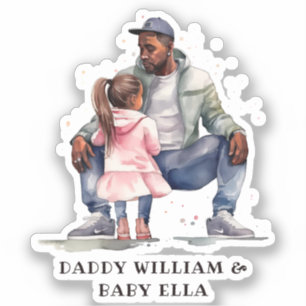 Sticker Père et fille noirs personnalisées (7)