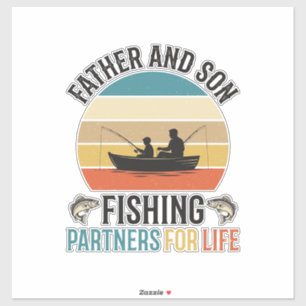 Sticker Père et fils pêchant ensemble partenaires pour la
