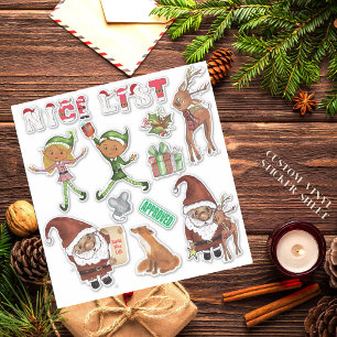 Sticker Père Noël à l'aquarelle Elfes Noël Découpe personn