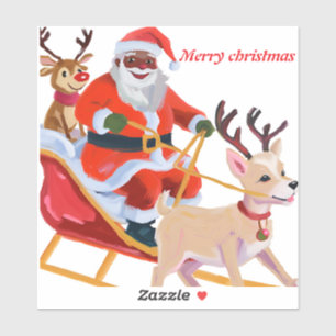 Sticker Père Noël afro-américain et ses amis
