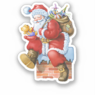 Sticker Père Noël avec cadeaux coupés