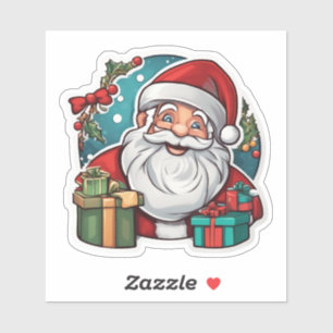 Sticker Père Noël avec des cadeaux