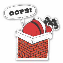 Sticker Père Noël coincé dans l'autocollant Chiminey