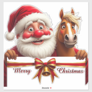 Sticker Père Noël de dessin animé festif et renne