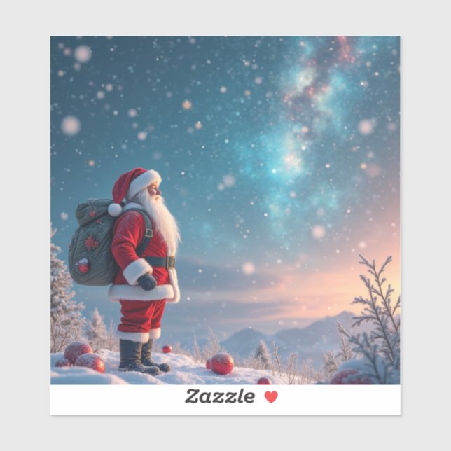 Sticker Père Noël de Noël au pôle Nord (Feuille)