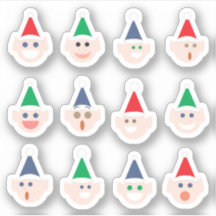 Père Noël Elves Elf Heads Cartoon Noël