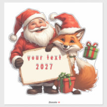 Père Noël et renard heureux