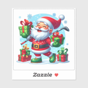 Sticker Père Noël Golfing et Livraison de cadeaux!