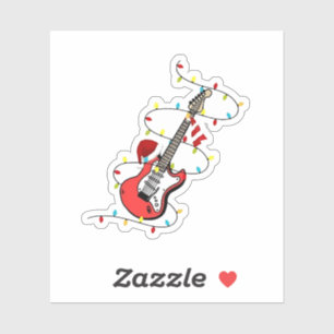 Sticker Père Noël guitare électrique musique Noël amateur