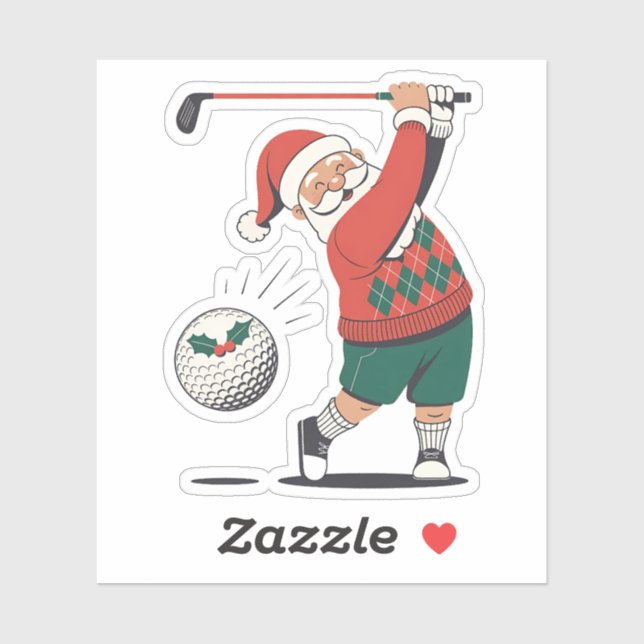 Sticker Père Noël Jouer Golf Joueur de Noël (Feuille)