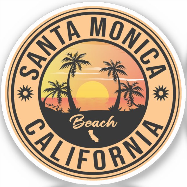 Sticker Père Noël Monica California Sunset Vacances Souven (Recto)