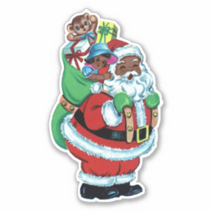 Sticker Père Noël noire avec jouets