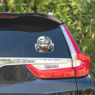 Sticker Père Noël Sleigh Ride in Snow Globe Wonderland