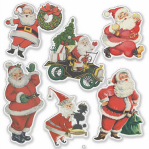 Sticker Pères Noël Rétro Vintage Grands