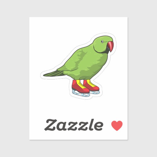 Sticker Perroquet au patinage sur glace avec patins sur gl (Feuille)