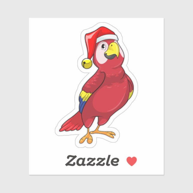 Sticker Perroquet avec chapeau de Père Noël (Feuille)