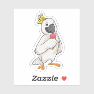 Sticker Perroquet avec crème glacée gaufre