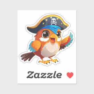 Sticker Perroquet pirate de dessin animé mignon