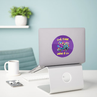 Sticker Personalized Skater Mom and Son Graffiti Art Round