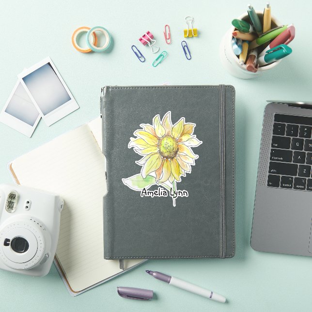 Sticker Personalized Watercolor Sunflower (Couverture iPad)