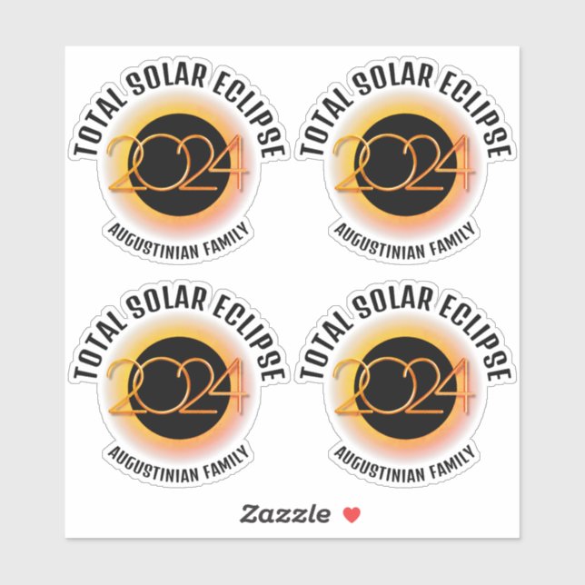 Sticker Personnalisable 2024 TOTAL SOLAR ECLIPSE Famille (Feuille)