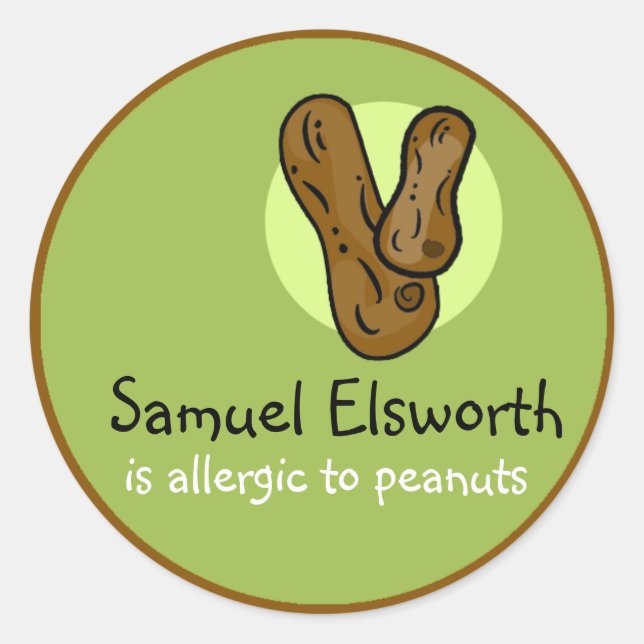 Sticker personnalisable pour l'allergie aux arachi (Devant)